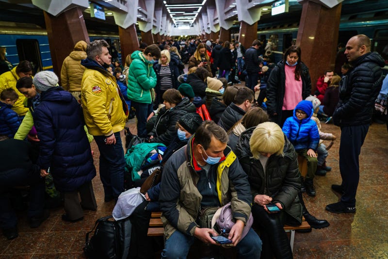 Ukrainians seek shelter from Russia invasion in subway