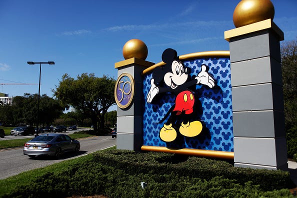 A view of the entrance of Walt Disney World on March 22, 2022 in Orlando, Florida. 