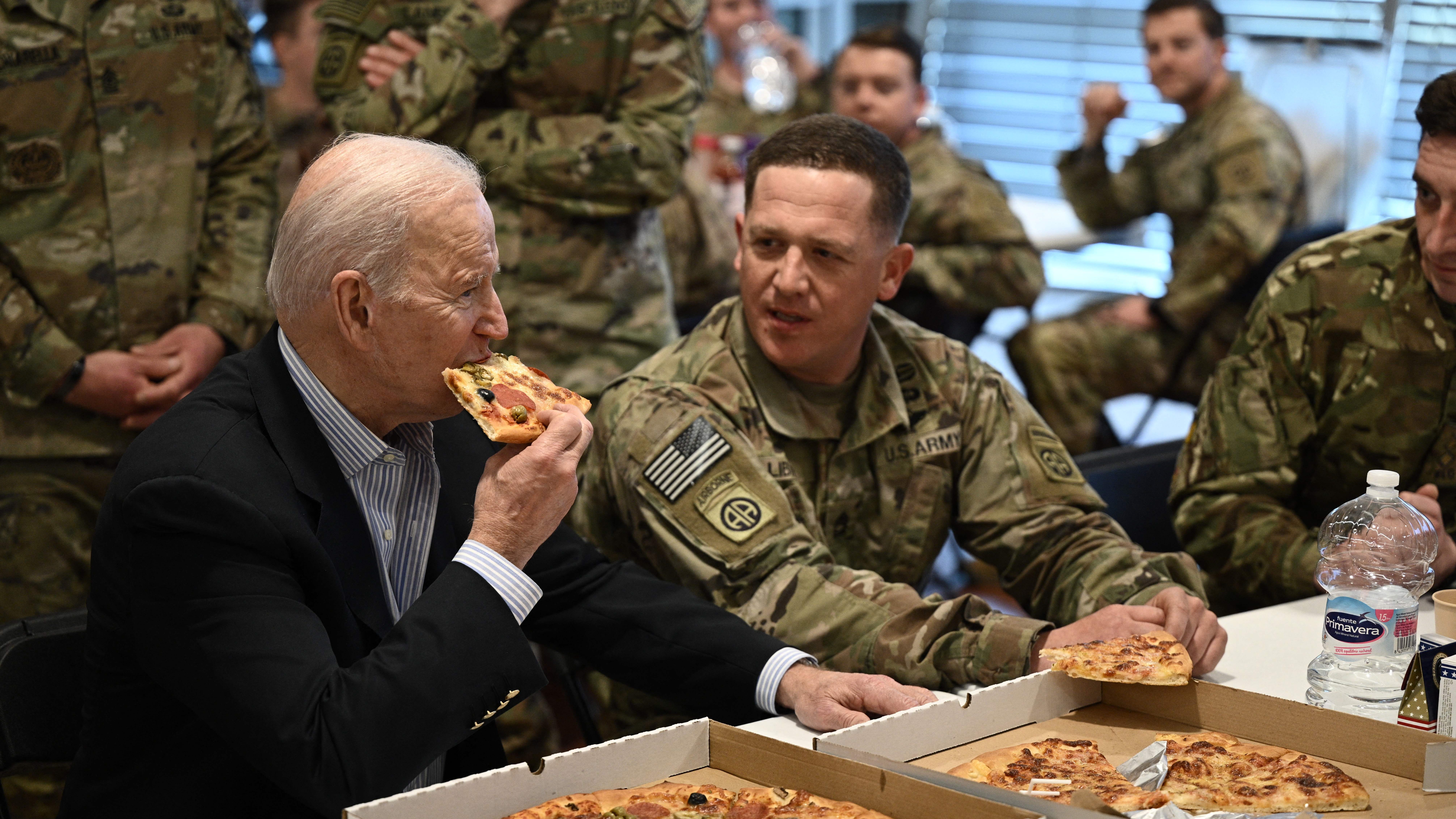 PICS: Biden's pep talk and Polish pizza party with US troops near Ukraine border