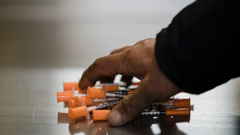 Narcotic consumption material at a safe injection site in New York City.