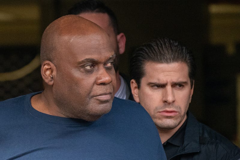 Suspect Frank James is escorted out of the 9th Precinct by police after being arrested for his connection to the mass shooting at the 36 St subway station on April 13, 2022 in New York City. Frank James, the suspected gunman in Tuesday's shooting, was arrested this afternoon after a hotline caller's tip. James is alleged to have shot 10 people, critically injuring five, on the N train during Tuesday's morning rush hour.