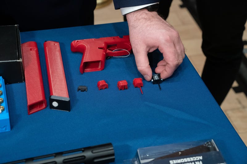 Cliffie Thompson admitted to operating a ghost gun factory in his Manhattan apartment making guns like this, which was on display at an unrelated NYPD press conference in March.