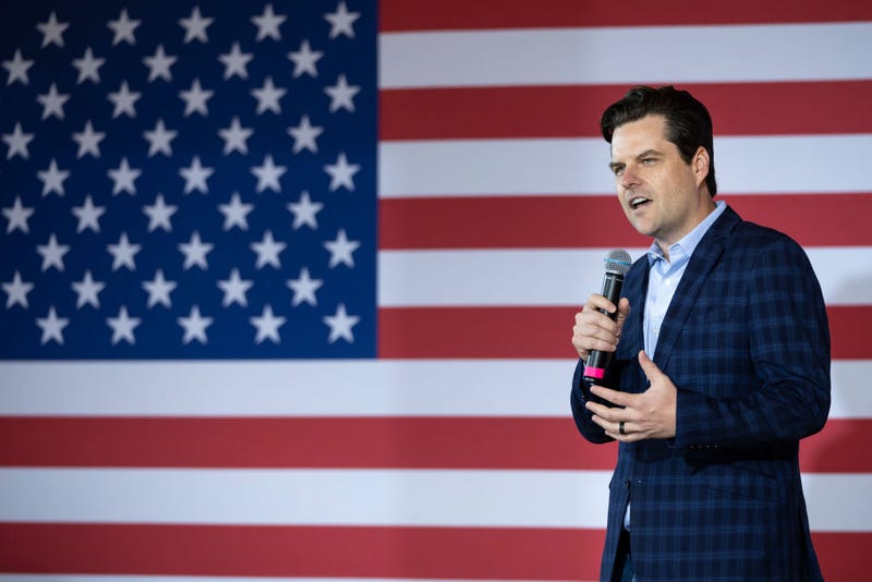 Rep. Matt Gaetz (R-FL) speaks during a campaign rally for J.D. Vance, a Republican candidate for U.S. Senate in Ohio, at The Trout Club on April 30, 2022 in Newark, Ohio.