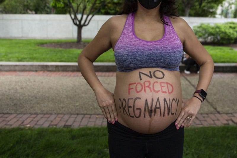A pregnant woman during a nationwide rally in support of abortion rights in Washington, D.C., May 14, 2022. 