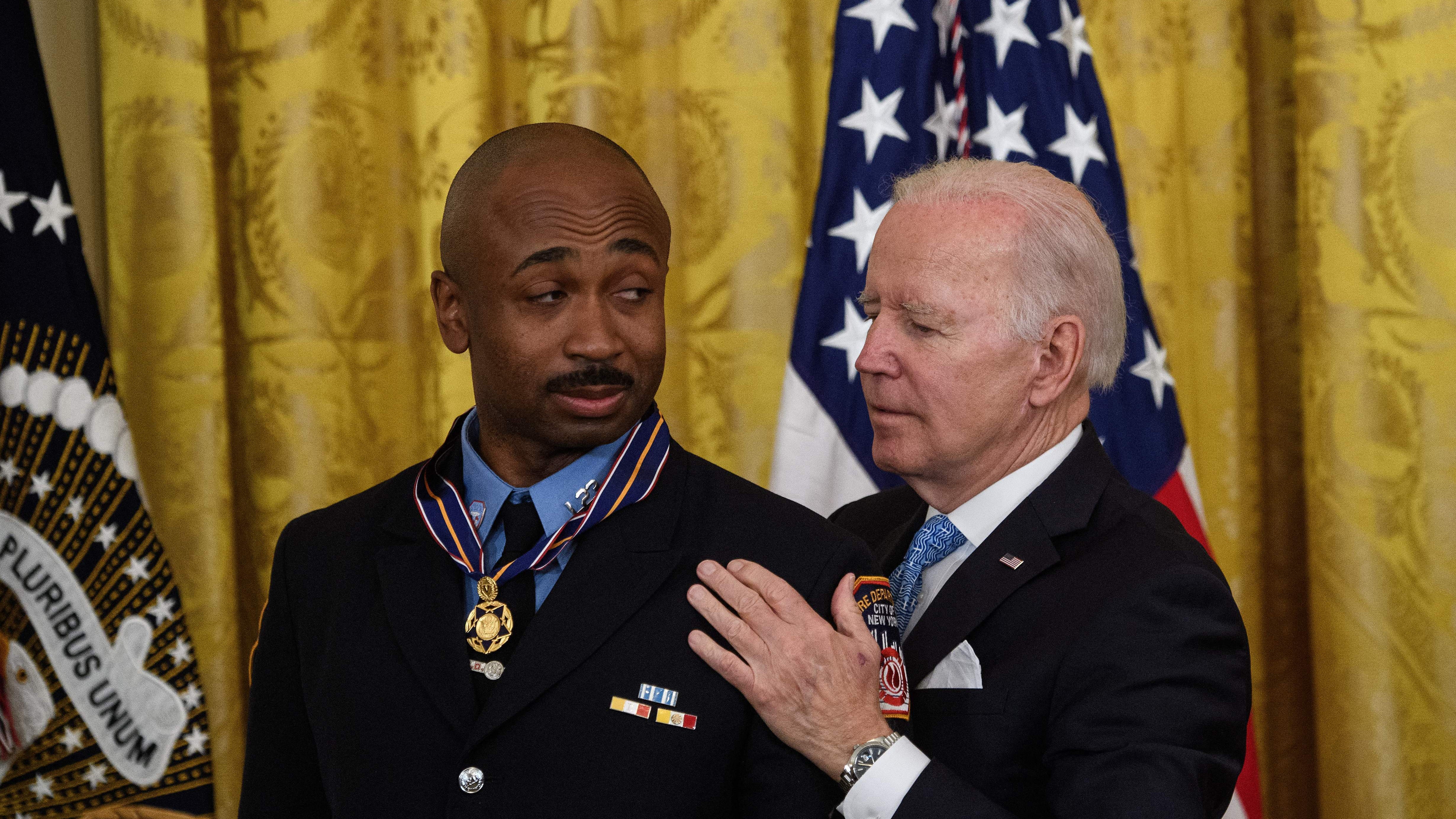 Biden awards Medal of Valor to FDNY firefighter for saving girl, 5, from burning building