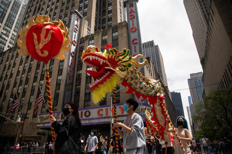 Participants perform during the first-ever annual Asian American and Pacific Islander AAPI Cultural and Heritage Parade in New York, the United States, May 15, 2022.