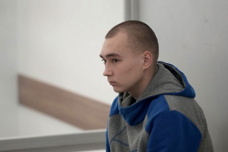 Sgt. Vadim Shishimarin of the Russian army appears at a sentencing hearing on May 23, 2022 in Kyiv, Ukraine after pleading guilty to war crimes.