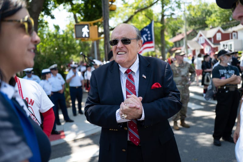 Rudy Giuliani, former advisor to former President Donald Trump, attends the annual Memorial Day Parade on May 30, 2022 in the Staten Island borough of New York City. Dozens of cars, veterans, local politicians and nearly 50 motorcycles joined the annual parade. 