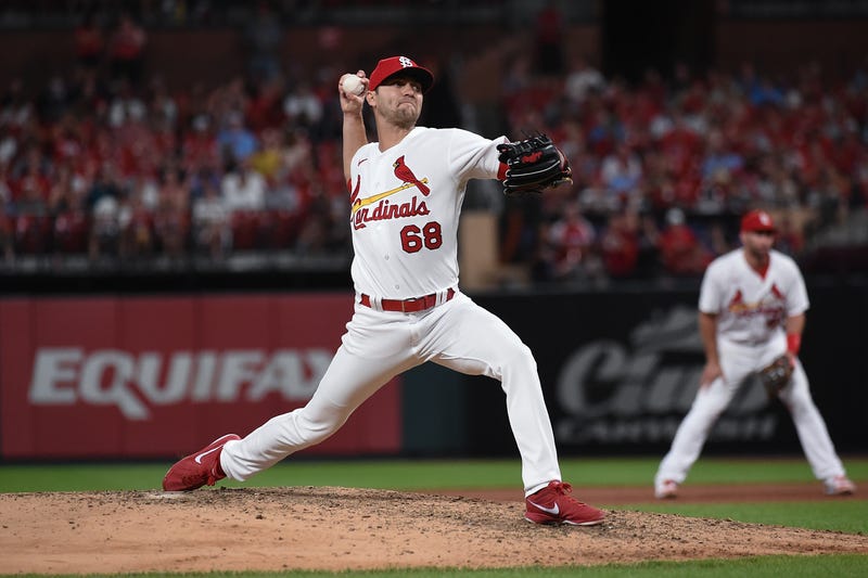 James Naile pitches at his first game with the Cardinals.