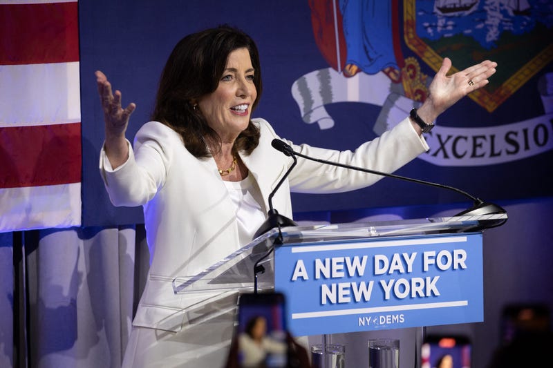 Gov. Kathy Hochul speaks during the primary election night party for New York Governor in New York city on June 28, 2022
