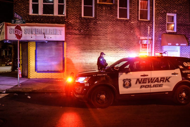 Newark police car patrols on the corner of Clinton Pl. on June 30, 2022 in Newark, New Jersey.