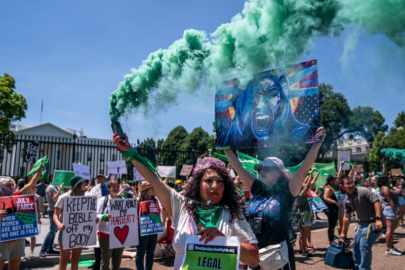 Abortion-rights activists rally in front of the White House on July 4, 2022 in Washington, DC.