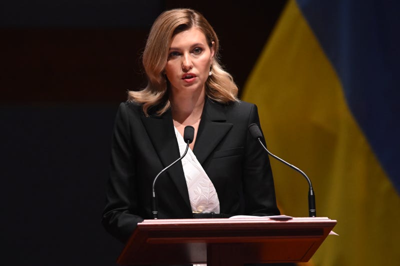 Ukrainian First Lady Olena Zelenska speaks to members of the U.S. Congress about Russia's invasion of Ukraine, in the U.S. Capitol Visitors Center Auditorium on July 20, 2022, in Washington, D.C.