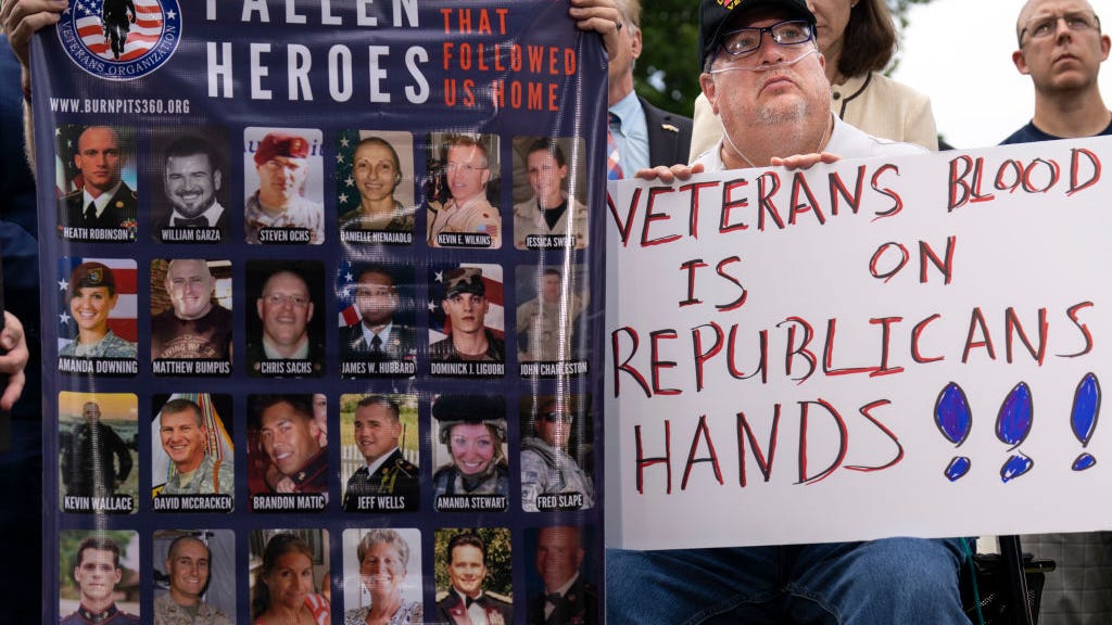 Senate Republicans block bill to expand health care coverage for veterans exposed to burn pits and Agent Orange