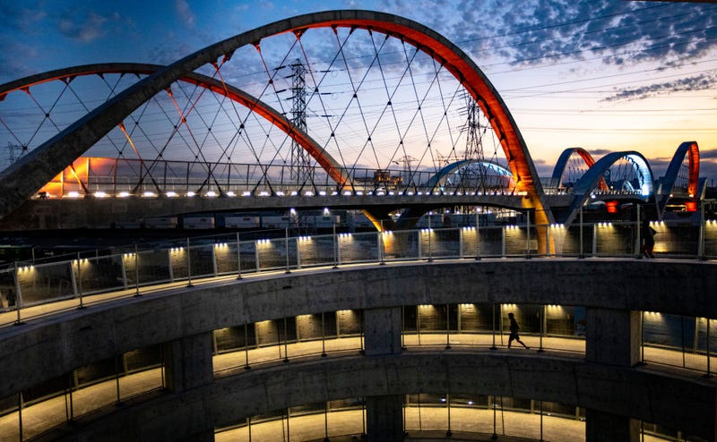 A new $588 million bridge hailed as a colorful beacon of hope for downtown Los Angeles was closed for the fourth night in five as police battled vandalism and dangerous street stunts.