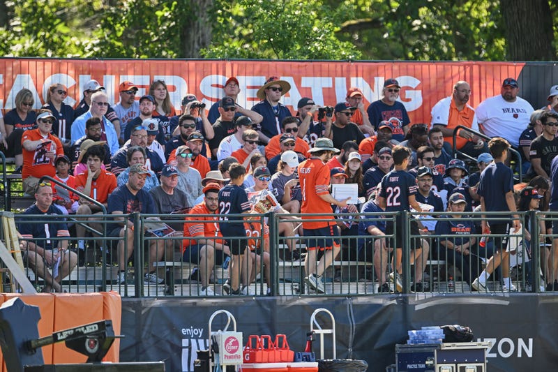 Chicago Bears fans watch from the bleachers