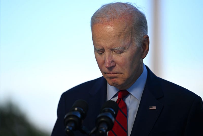 U.S. President Joe Biden turns away after speaking from the Blue Room balcony of the White House on August 1, 2022 in Washington, DC.