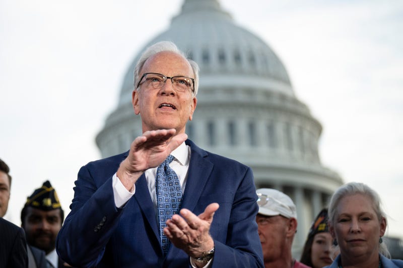 Sen. Jerry Moran (R-KS) speaks during a news conference with veterans and their families after the Senate passed the PACT Act at the U.S. Capitol August 2, 2022 in Washington, DC.