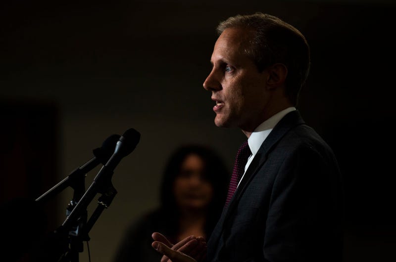 Minnesota Secretary Of State Steve Simon speaks with media before a public accuracy test of voting equipment.