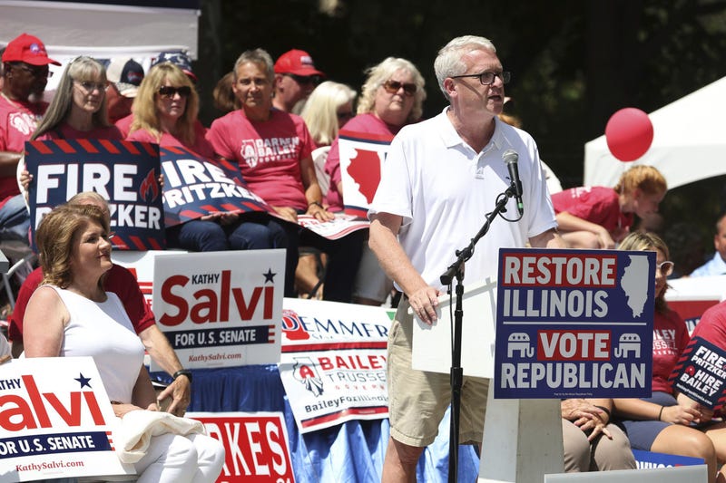 Former House Republican leader Jim Durkin during a rally on Republican Day at the Illinois State Fair in Springfield on Thursday, Aug. 18, 2022.