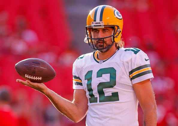 Aaron Rodgers and the Packers are wearing their white uniform tops in Week 1. 