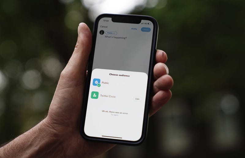 A Twitter Circle app on a mobile phone.