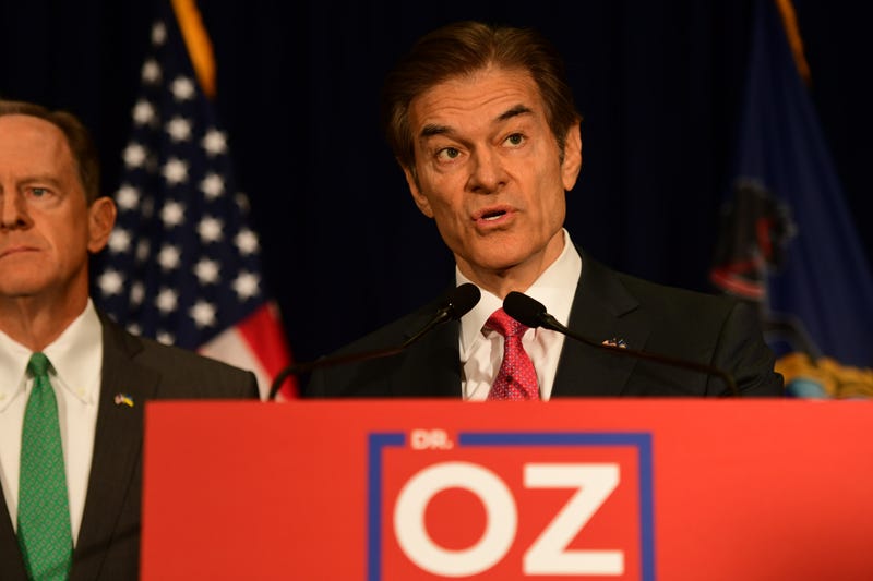 PHILADELPHIA, PA - SEPTEMBER 06: Republican U.S. Senate candidate Dr. Mehmet Oz (C) holds a press conference with U.S. Sen. Pat Toomey (R-PA) on September 6, 2022 in Philadelphia, Pennsylvania. In the November general election, Oz faces Democratic Pennsylvania Senate nominee John Fetterman. 