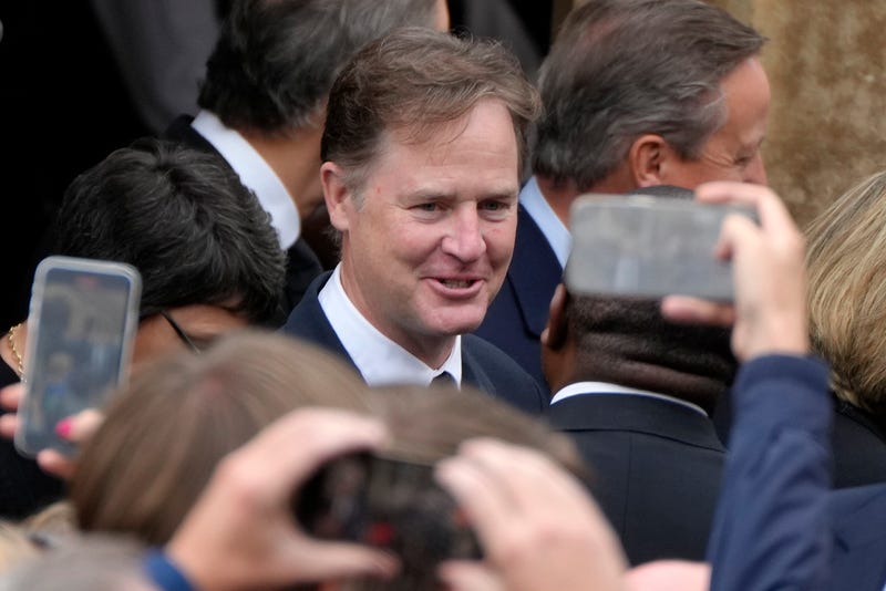 LONDON, ENGLAND - SEPTEMBER 10: Former LibDem leader Nick Clegg leaves St James's Palace after King Charles III was proclaimed King during the accession council on September 10, 2022 in London, United Kingdom. His Majesty The King was proclaimed at the Accession Council in the State Apartments of St James's Palace, London. The Accession Council, attended by Privy Councillors, is divided into two parts. In part I, the Privy Council, without The King present, proclaims the Sovereign and part II where The King holds the first meeting of His Majesty's Privy Council. The Accession Council is followed by the first public reading of the Principal Proclamation read from the balcony overlooking Friary Court at St James's Palace. The Proclamation is read by the Garter King of Arms, accompanied by the Earl Marshal, other Officers of Arms and the Serjeants-at-Arms.