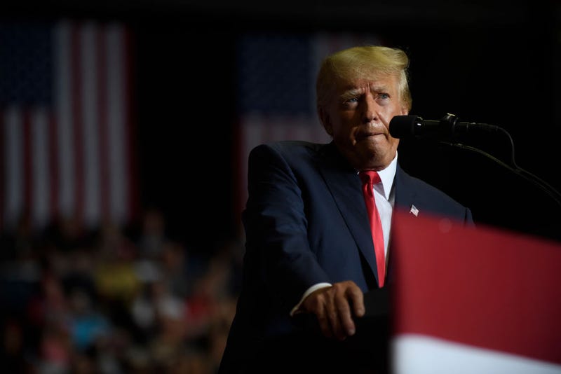 Former President Donald Trump speaks at a Save America Rally to support Republican candidates running for state and federal offices in the state at the Covelli Centre on September 17, 2022 in Youngstown, Ohio. Republican Senate Candidate JD Vance and Rep. Jim Jordan (R-OH) spoke to supporters along with former President Trump.(Photo by Jeff Swensen/Getty Images)
