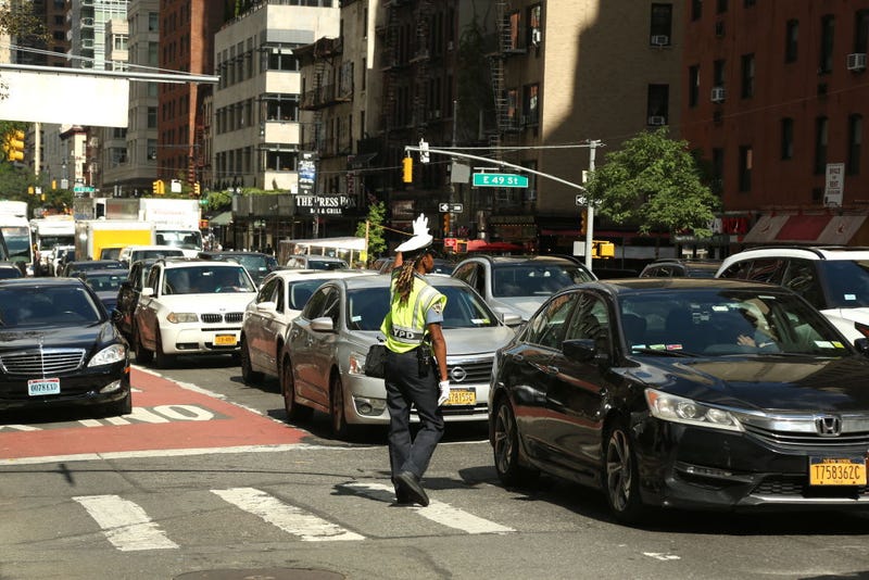Police officers assist traffic after measures taken due to the 77th session of the United Nations General Assembly at UN headquarters in New York City, United States on Sept. 20, 2022.