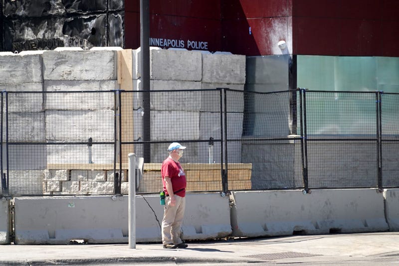 Barricades secure Minneapolis's third police police precinct after it was destroyed during last week's rioting on June 3, 2020 in Minneapolis, Minnesota.