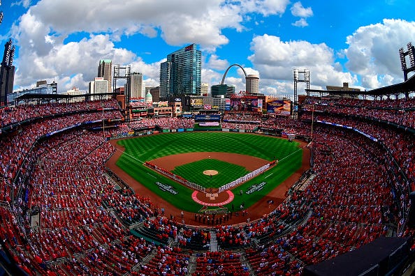 Busch Stadium is the home of the Cardinals.