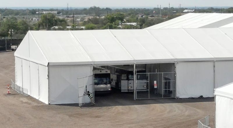 U.S. Border Patrol processing station in Eagle Pass, Texas,