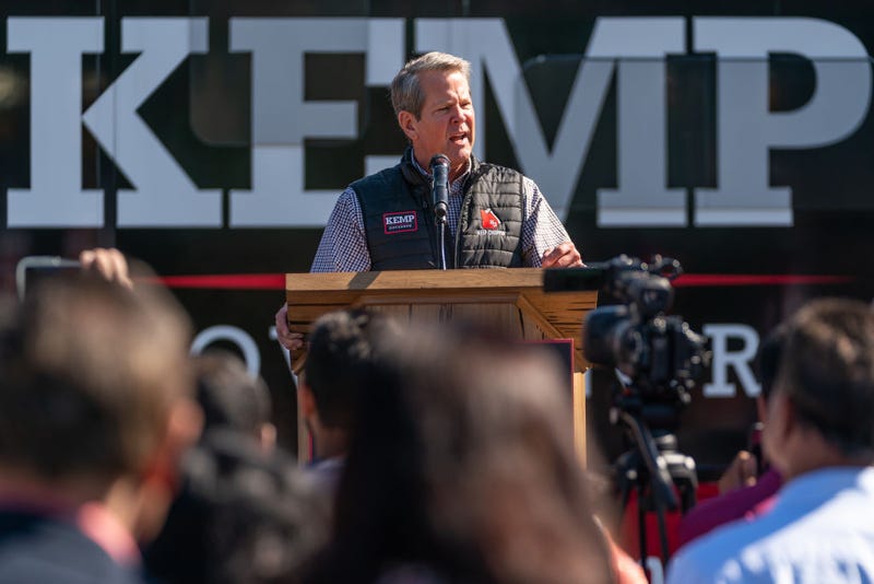 Republican Georgia Governor Brian Kemp speaks at a campaign event celebrating Diwali on October 22, 2022 in Norcross, Georgia. Democrat Stacey Abrams is pursuing a rematch against incumbent Republican Brian Kemp in the race for Georgia governor. (Photo by Elijah Nouvelage/Getty Images)