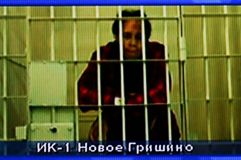 US basketball player Brittney Griner, who was sentenced to nine years in a Russian penal colony in August for drug smuggling, is seen on a screen via a video link from a remand prison before a court hearing to consider an appeal against her sentence at the Moscow regional court on October 25, 2022. - The two-time Olympic basketball gold medallist and Women's NBA champion was detained at a Moscow airport in February after she was found carrying vape cartridges with cannabis oil in her luggage.