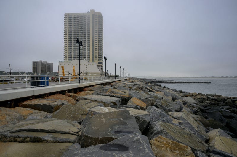 Seawall along the Atlantic City, New Jersey, boardwalk.