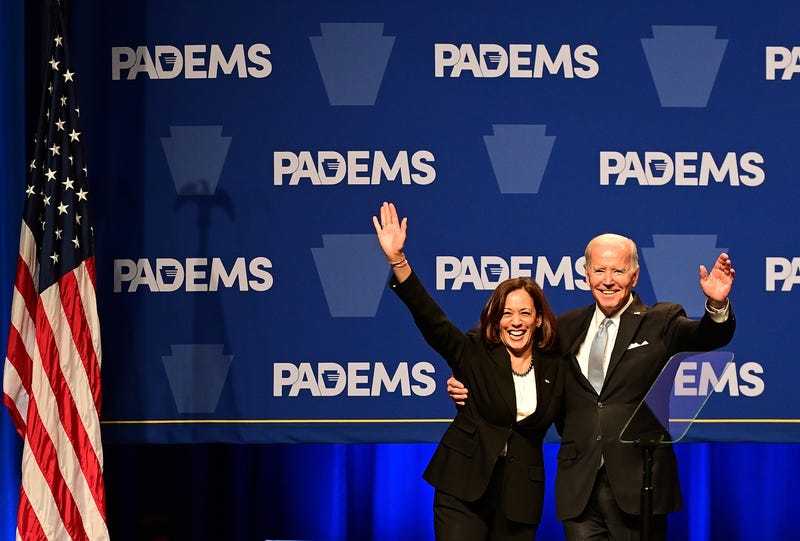 Vice President Kamala Harris, President Joe Biden at a Democratic Party event in Philadelphia Friday night.