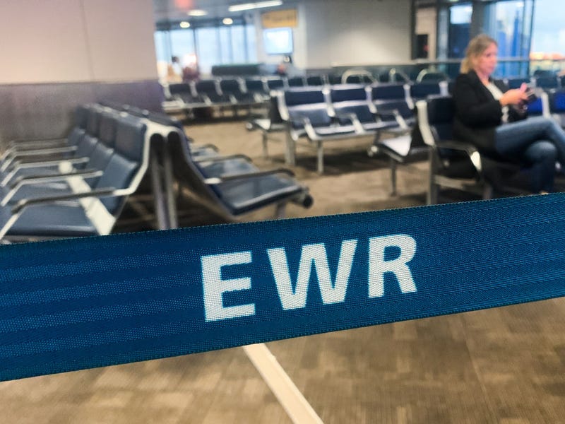 An EWR sign in Newark International Airport in October 2022.