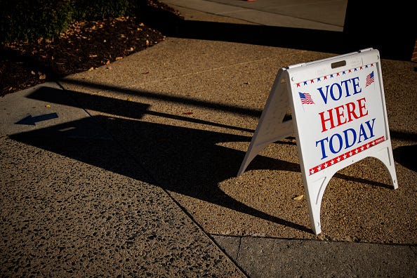 Vote here sign