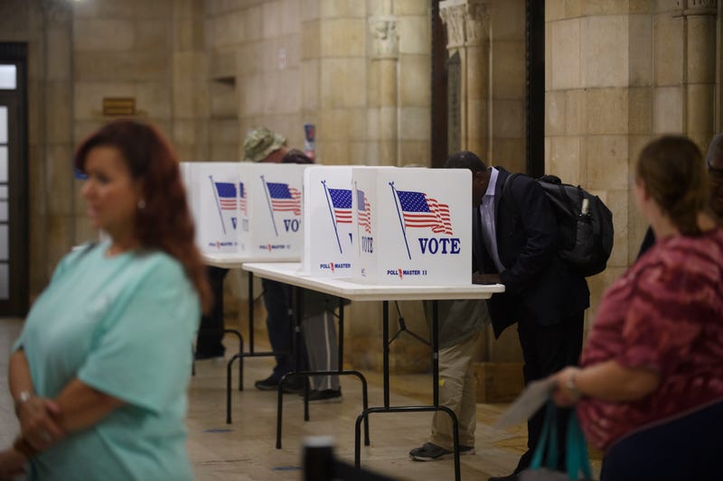 Voters at the polls in the Board of Elections officeside in the Allegheny County Office Building on November 3, 2022 in Pittsburgh, Pennsylvania.