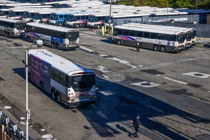 An NJ Transit bus station in Jersey City on Oct. 21, 2022