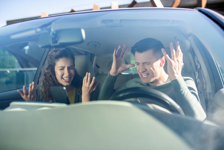 Couple Arguing In A Car
