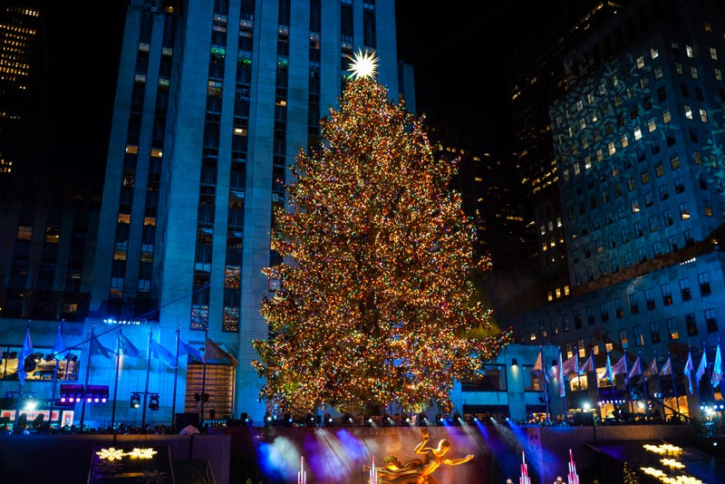 The Rockefeller Center Christmas tree is illuminated during the 90th lighting on Nov. 30, 2022
