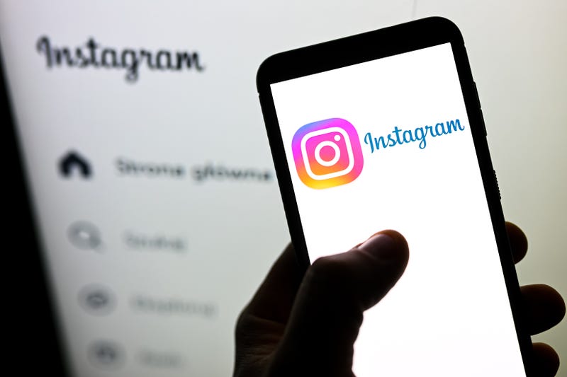 Instagram logo on phone screen