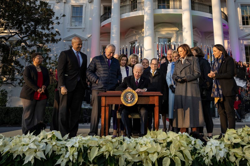 President Joe Biden signs the Respect for Marriage Act on the South Lawn of the White House December 13, 2022 in Washington, D.C. The Respect for Marriage Act will codify same-sex and interracial marriages.