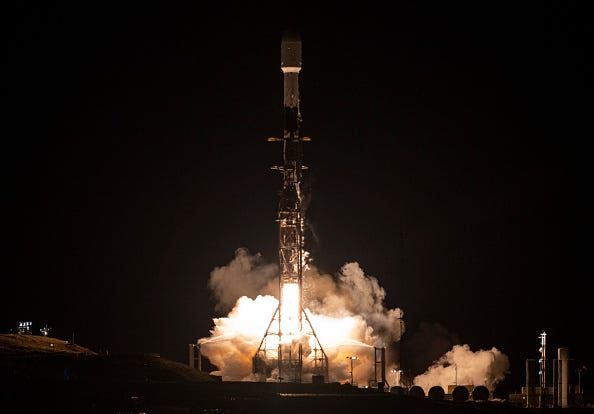 A SpaceX Falcon 9 rocket launches with the Surface Water and Ocean Topography (SWOT) spacecraft onboard, on December 16, 2022, from Space Launch Complex 4E at Vandenberg Space Force Base in Lompoc, California.
