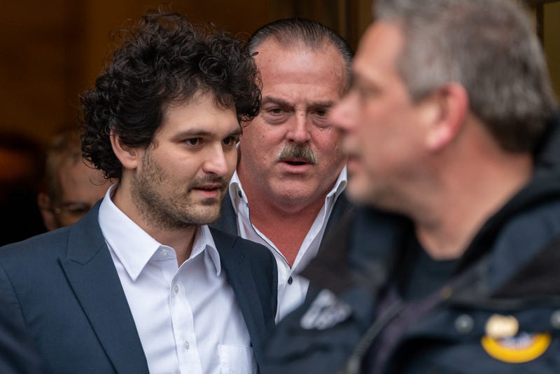 FTX founder Sam Bankman-Fried leaves Manhattan Federal Court after his arraignment and bail hearings on December 22, 2022 in New York City.