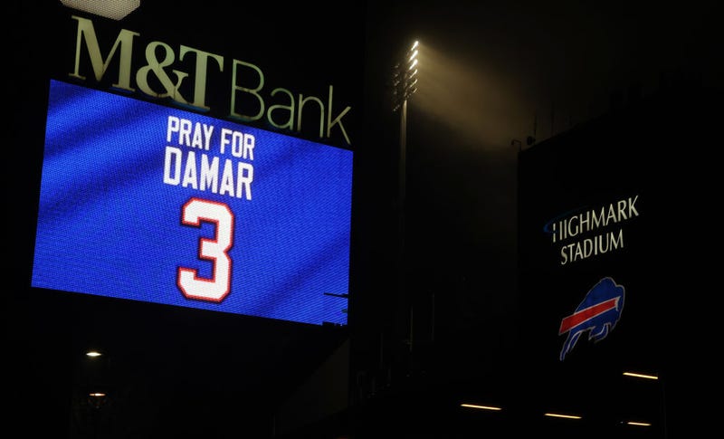 Buffalo Bills fans attend a candlelight prayer vigil for player Damar Hamlin at Highmark Stadium on January 3, 2023 in Orchard Park, New York.