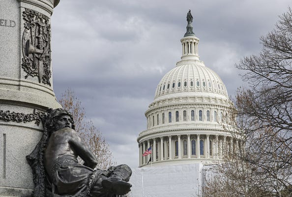 WASHINGTON DC, UNITED STATES - JANUARY 5: Security measures around the US Capitol building before the second anniversary of the "Capitol Insurrection" in Washington DC, United States on January 5, 2023