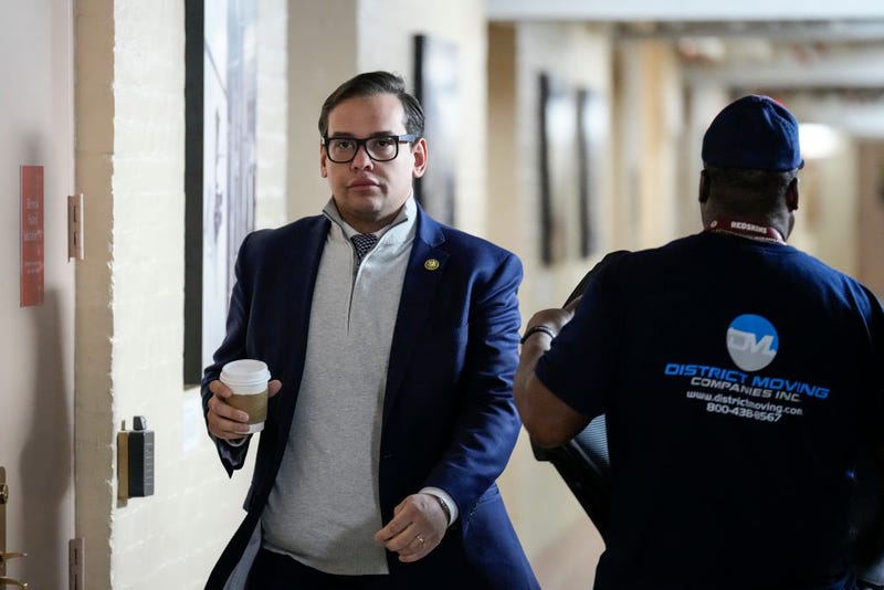Rep. George Santos (R-NY) walks to a closed-door GOP caucus meeting at the U.S. Capitol January 10, 2023 in Washington, DC.